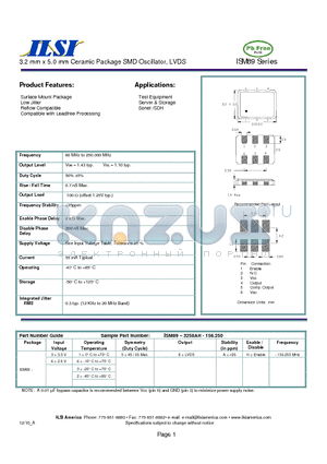 ISM89 datasheet - 3.2 mm x 5.0 mm Ceramic Package SMD Oscillator, LVDS