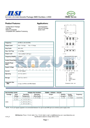 ISM89-3158AH-156.250 datasheet - 3.2 mm x 5.0 mm Ceramic Package SMD Oscillator, LVDS