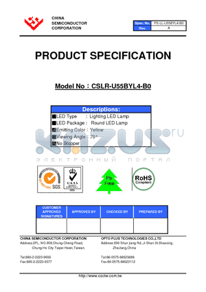 CSLR-U55BYL4-B0 datasheet - LED