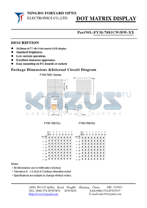 FYM-7881CW-3 datasheet - DOTMATRIX DISPLAY