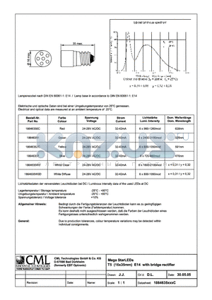 1864635XC datasheet - Mega StarLEDs T5 (16x35mm) E14 with bridge rectifier