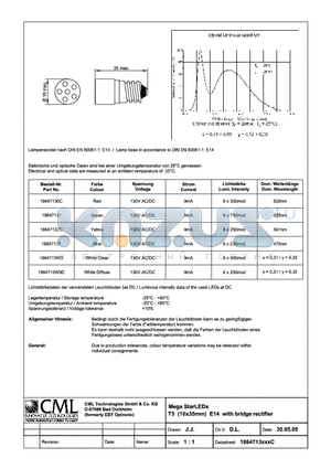18647130C datasheet - Mega StarLEDs T5 (16x35mm) E14 with bridge rectifier