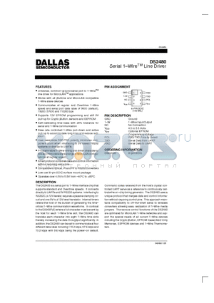 DS2480 datasheet - Serial 1.Wire Line Driver