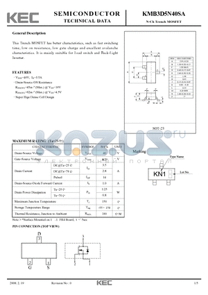 KMB3D5N40SA datasheet - N-Ch Trench MOSFET