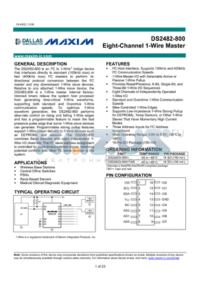 DS2482-800 datasheet - Eight-Channel 1-Wire Master