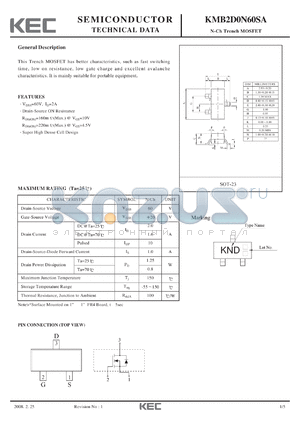 KMB2D0N60SA datasheet - N-Ch Trench MOSFET