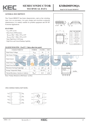 KMB6D0DN30QA_08 datasheet - Dual N-Ch Trench MOSFET