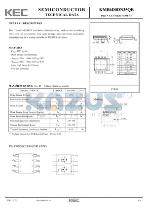 KMB6D0DN35QB datasheet - Dual N-Ch Trench MOSFET