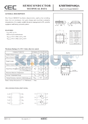 KMB7D0DN40QA datasheet - Dual N-Ch Trench MOSFET