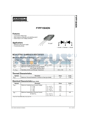 FYPF1504DN datasheet - SCHOTTKY BARRIER RECTIFIER