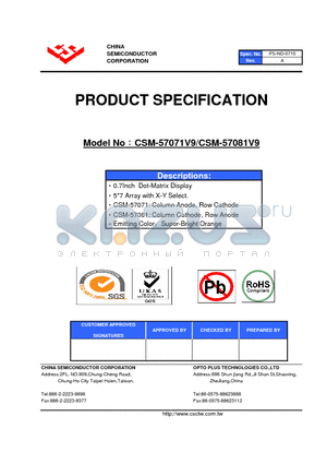 CSM-57071V9 datasheet - 0.7Inch Dot-Matrix Display