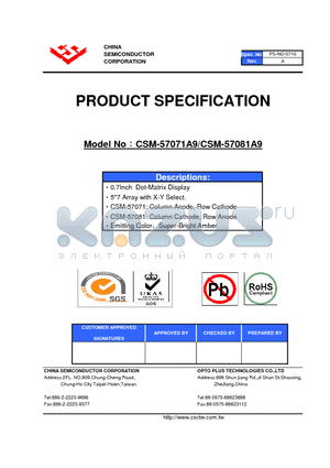 CSM-57081A9 datasheet - 0.7Inch Dot-Matrix Display