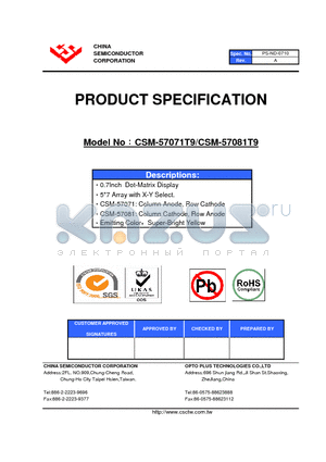 CSM-57071T9 datasheet - 0.7Inch Dot-Matrix Display