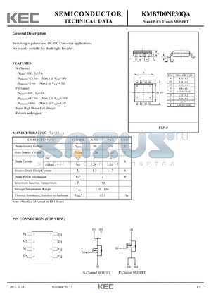 KMB7D0NP30QA datasheet - N and P-Ch Trench MOSFET