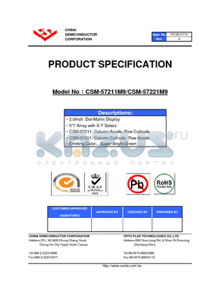 CSM-57211M9 datasheet - 2.0Inch Dot-Matrix Display