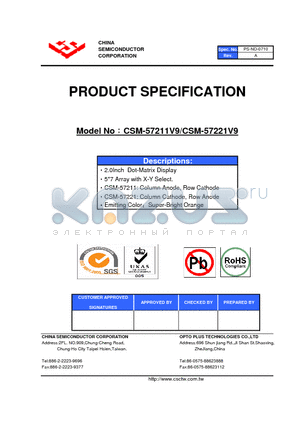 CSM-57211V9 datasheet - 2.0Inch Dot-Matrix Display