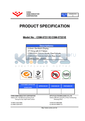 CSM-57221E datasheet - 2.0Inch Dot-Matrix Display