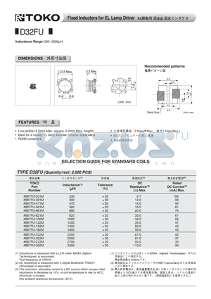 887FU-102M datasheet - Fixed Inductors for EL Lamp Driver