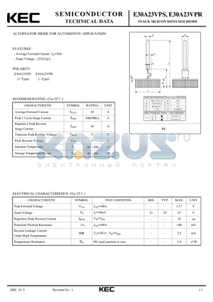 E30A23VPS datasheet - STACK SILICON DIFFUSED DIODE (ALTERNATOR DIODE FOR AUTOMOTIVE)