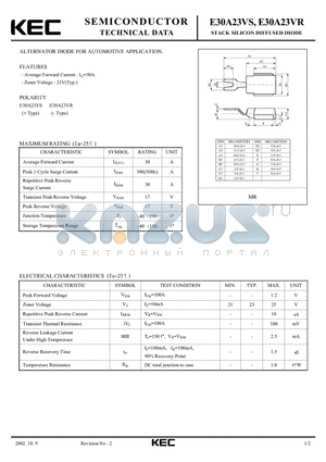 E30A23VS datasheet - STACK SILICON DIFFUSED DIODE (ALTERNATOR DIODE FOR AUTOMOTIVE)