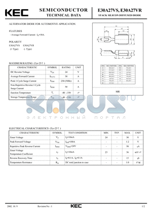 E30A27VR datasheet - STACK SILICON DIFFUSED DIODE (ALTERNATOR DIODE FOR AUTOMOTIVE)