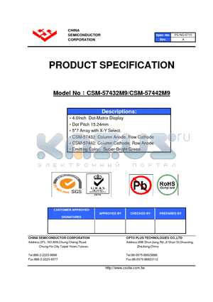 CSM-57432M9 datasheet - 4.0Inch Dot-Matrix Display