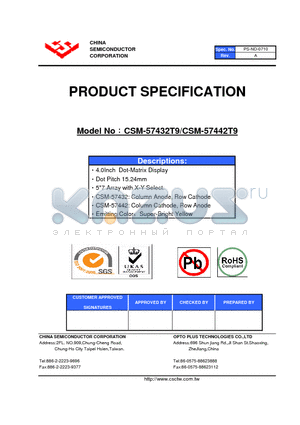 CSM-57432T9 datasheet - 4.0Inch Dot-Matrix Display