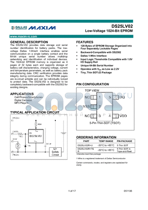 DS25LV02R datasheet - Low-Voltage 1024-Bit EPROM