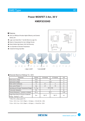 KMDF2C03HD datasheet - Power MOSFET 2 Am, 30 V