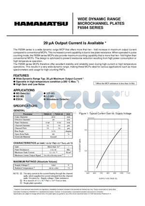 F6584 datasheet - WIDE DYNAMIC RANGE MICROCHANNEL PLATES