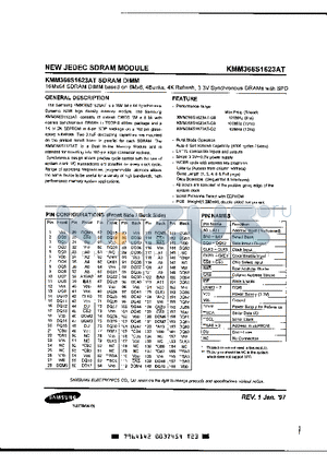 KMM366S1623AT datasheet - 16Mx64 SDRAM DIMM based on 8Mx8 4Banks, 4K Refresh, 3.3V Synchronous DRAMs with SPD