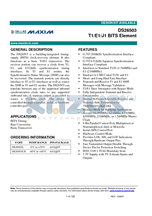 DS26503L datasheet - T1/E1/J1 BITS Element