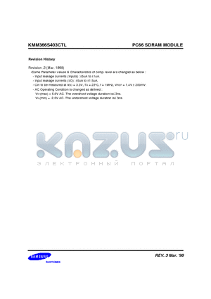 KMM366S403CTL-G0 datasheet - PC66 SDRAM MODULE