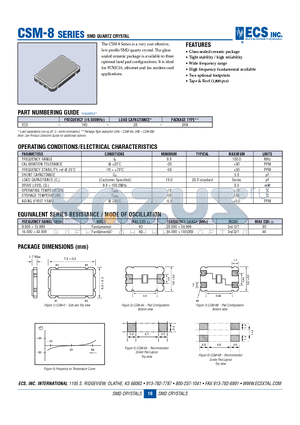 CSM-8 datasheet - SMD QUARTZ CRYSTAL