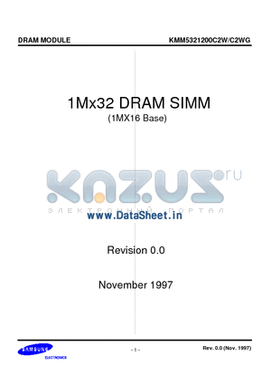 KMM5321200C2WG datasheet - 1Mx32 DRAM SIMM (1MX16 Base)