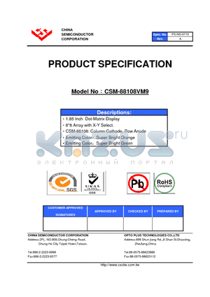 CSM-88108VM9 datasheet - 1.85 Inch Dot-Matrix Display