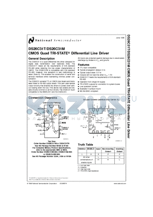 DS26C31M datasheet - CMOS Quad TRI-STATE Differential Line Driver