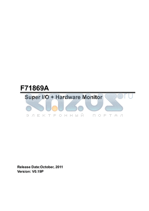 F71869AD datasheet - Super I/O  Hardware Monitor