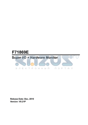 F71869ED datasheet - Super I/O  Hardware Monitor