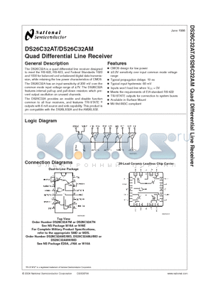 DS26C32AMJ/883 datasheet - Quad Differential Line Receiver