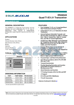 DS26524_07 datasheet - Quad T1/E1/J1 Transceiver