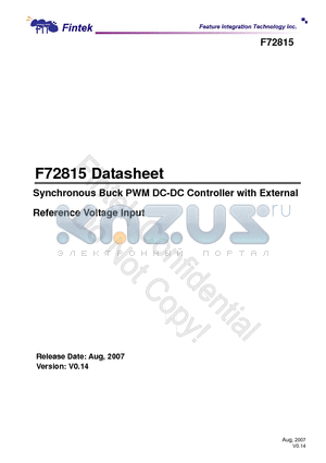 F72815 datasheet - Synchronous Buck PWM DC-DC Controller with External Reference Voltage Input