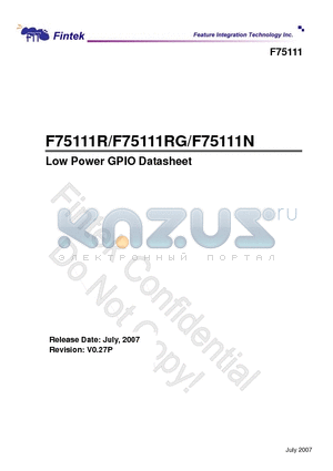 F75111 datasheet - Low Power GPIO Datasheet