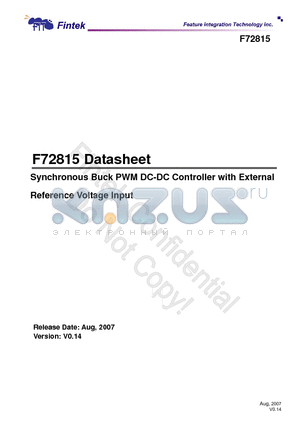 F72815SG datasheet - Synchronous Buck PWM DC-DC Controller with External Reference Voltage Input