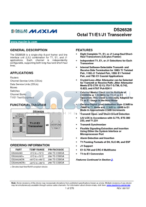 DS26528 datasheet - Octal T1/E1/J1 Transceiver