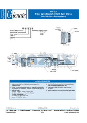 189-001B11S datasheet - Fiber Optic Backshell With Split Clamp