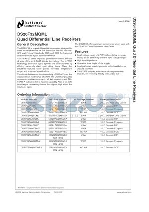 DS26F32MWR-QML datasheet - DS26F32MQML