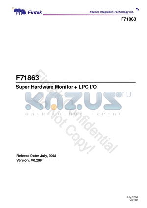 F71863FG datasheet - Super Hardware Monitor  LPC I/O