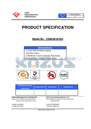 CSM-88181EG datasheet - 1.5 Inch 8X8 Dot-Matrix Display