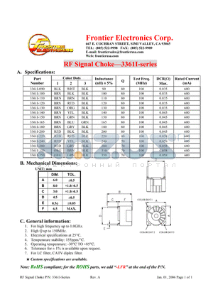 3361I datasheet - RF Signal Choke